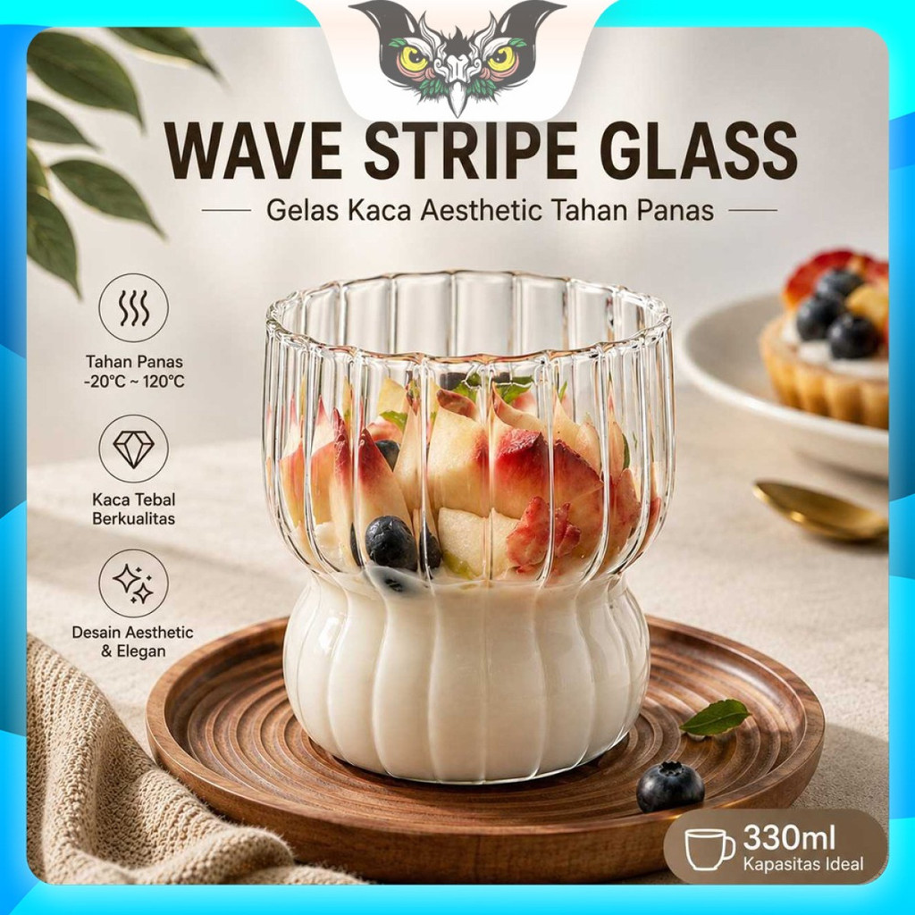 Gelas Kaca Unik Cangkir Puding Cup Breakfast Crystal Glass Cup 260ml