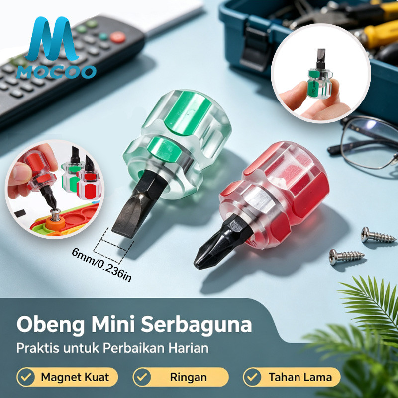 2 In 1 Obeng Stubby Transparan/Obeng Mini Bolak Balik Obeng/Cebol In Min Plus Pendek/Mini Screw Baut