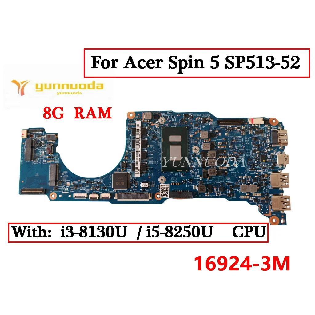 169243M For Acer Spin 5 SP51352 SP51352N Laptop Motherboard  with i38130U i58250U CPU 8GBRAM 4480CR0
