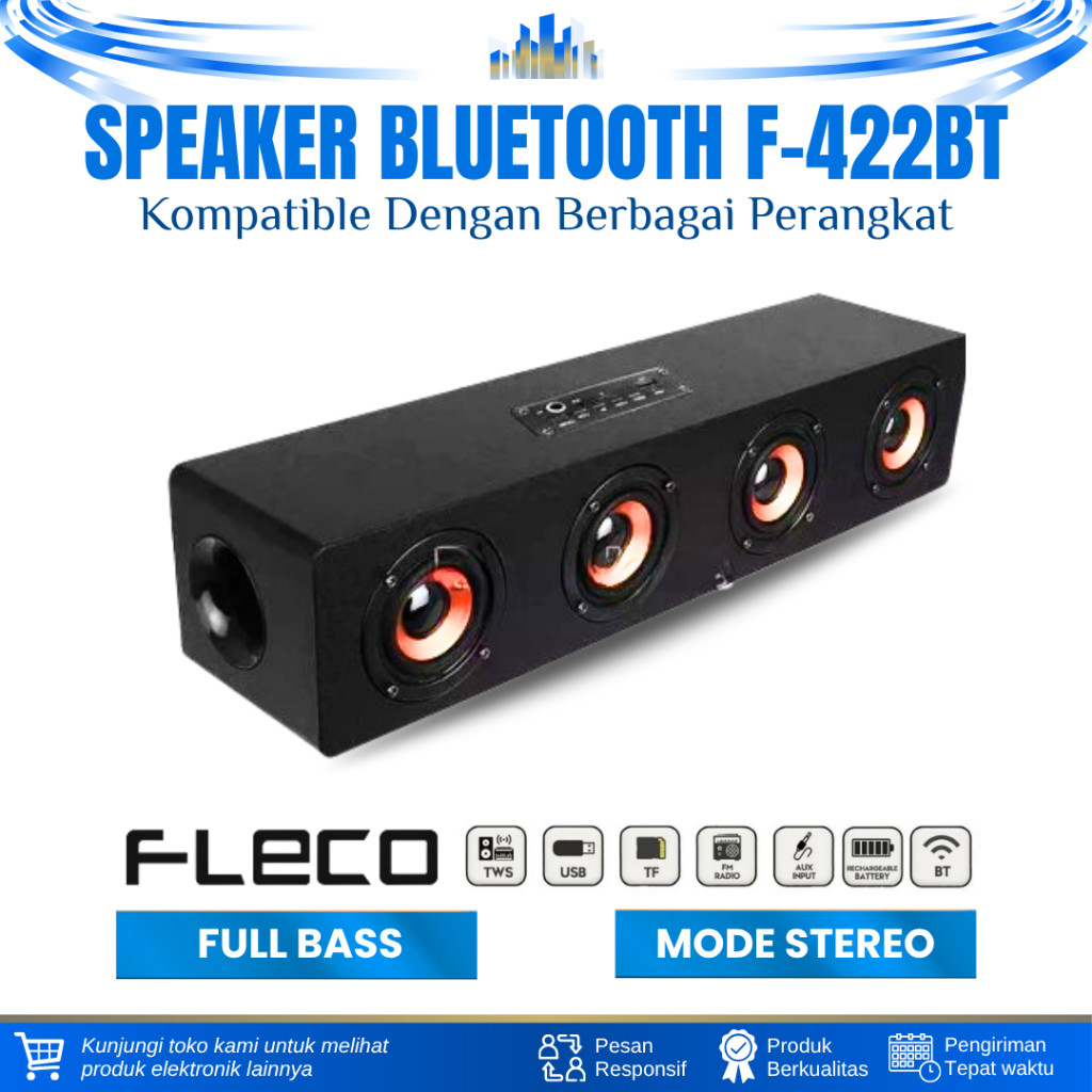 PROMO SPEAKER BLUETOOTH SUPER BASS FLECO F-422BT WIRELESS SPEAKER SOUNDBAR TV KOMPUTER SPEAKER PORTA