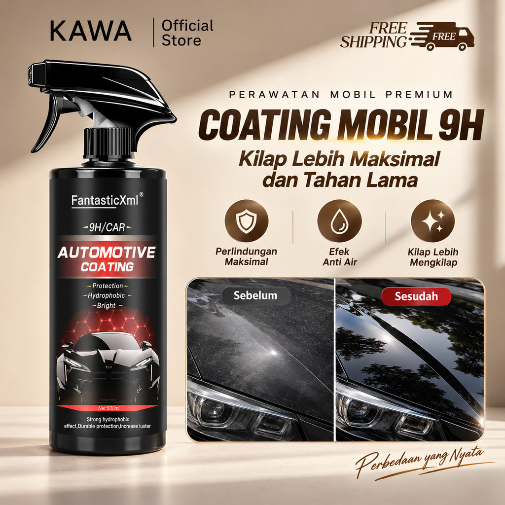 KAWA FantasticXml 9H Automotive Coating 500ml Spray Coating Mobil Nano Ceramic Pelindung Cat Mobil K