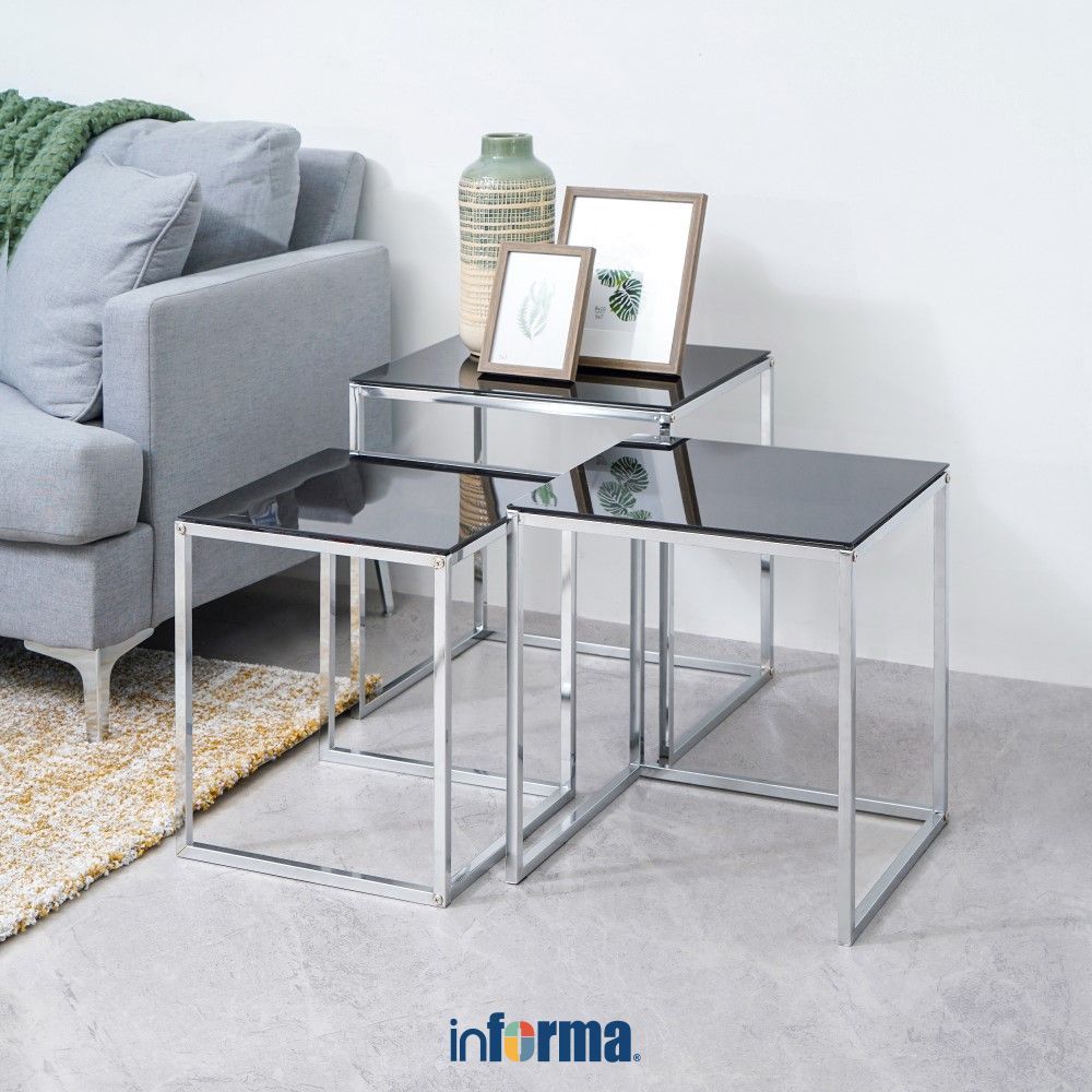 Informa Norton Set Meja Sisi - Hitam Meja Samping Meja Kecil End Table Meja Sofa Side Table
