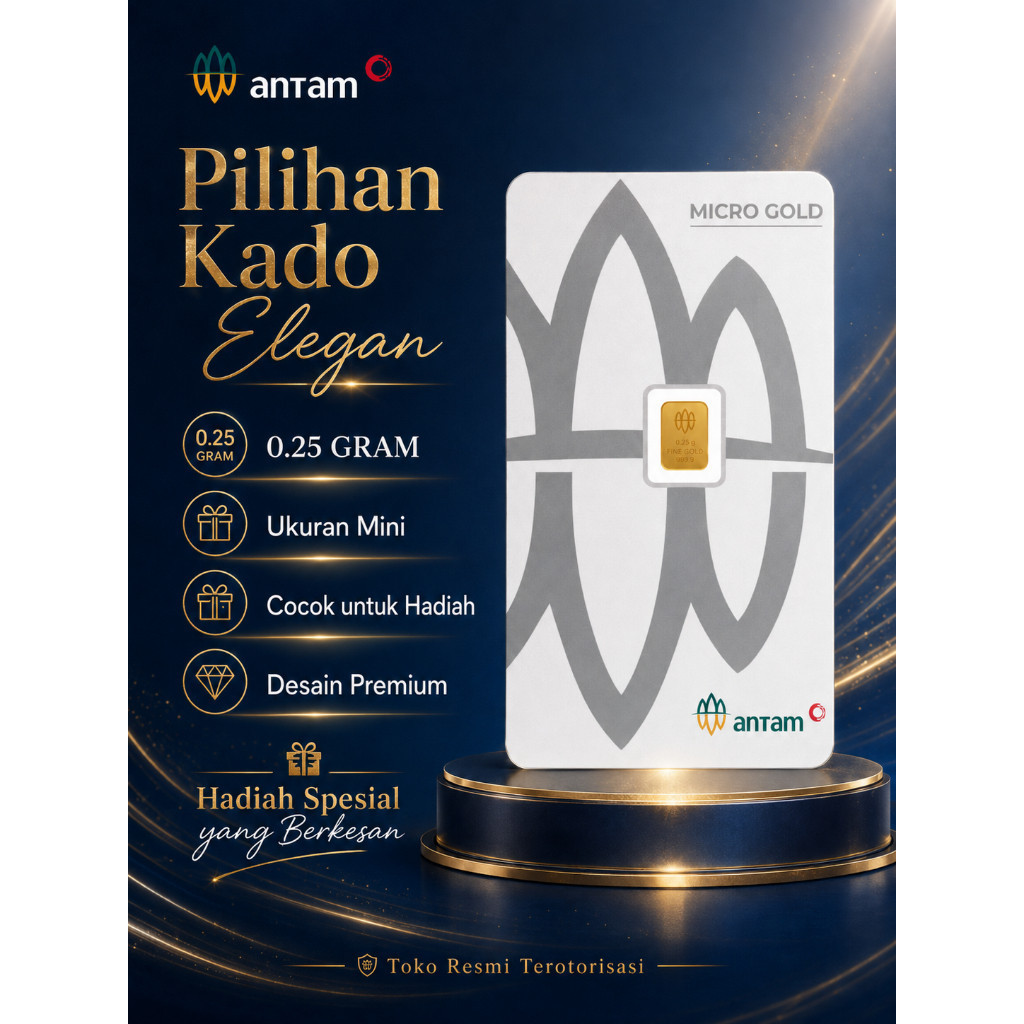 Emas ANTAM 0.1 0.25 Gram 24K Original Kemurnian 99.9% Bersertifikat Cocok untuk Koleksi dan Hadiah