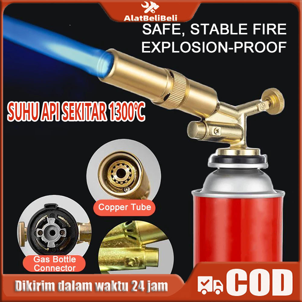 1300℃Flame Gun Gas Torch Blow  Pemantik Api Elektrik Torch Kepala Las Manual Kuningan Dual Api Kepal