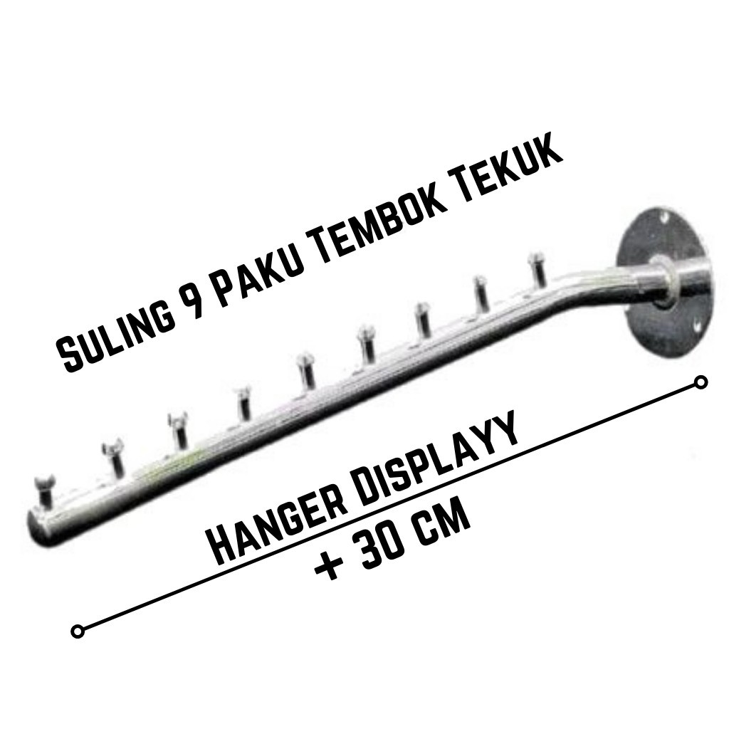 Hanger Suling Tempel Tembok 9 Titik Gantungan baju Display Toko Gantungan Baju Dinding Distro Laundr