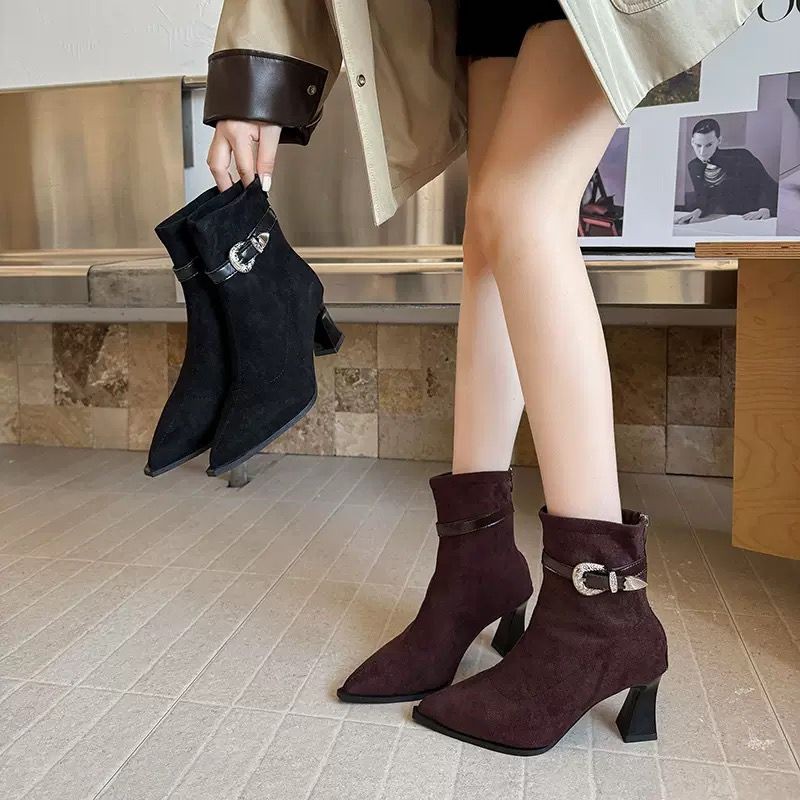 Sepatu Boots Heels Wanita Korea BO9084