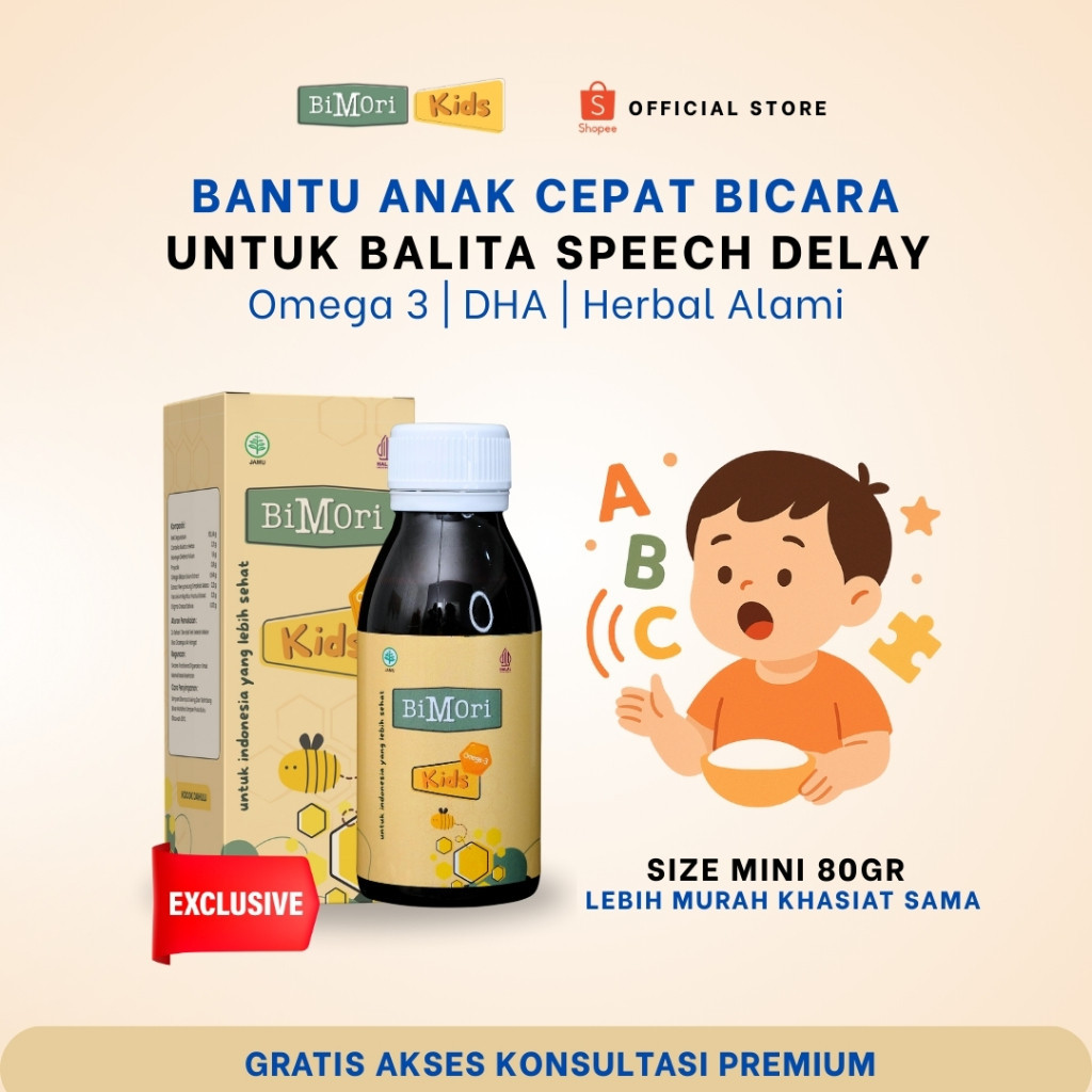 Bimori Kids Vitamin Anak Cepat Bicara | Obat Terlambat Bicara | Nutrisi Kecerdasan Otak Multivitamin