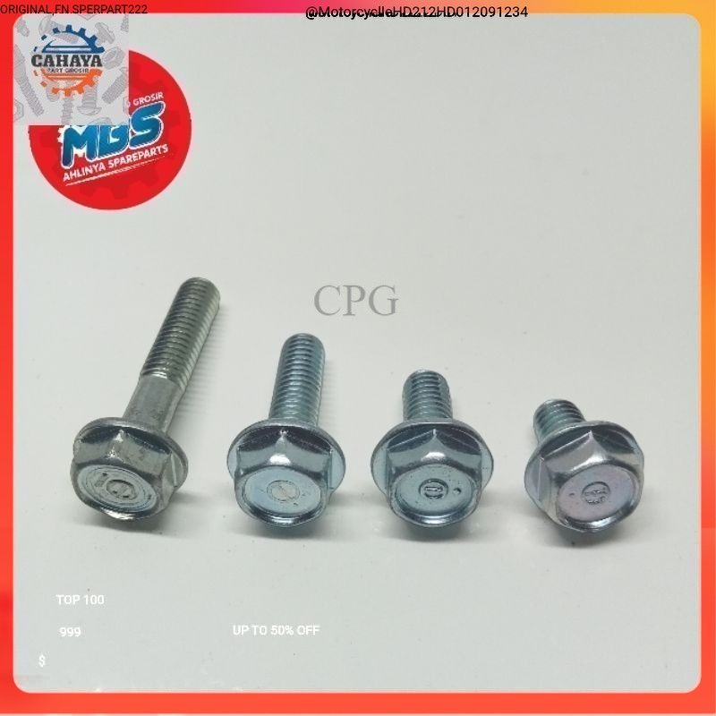 BAUT 10 M6X10 M6X15 M6X20 M6X30 ORI FLANGE TOPI PANJANG 1cm 1,5cm 2cm 3cm $ Motorcycle 01 C1 L1