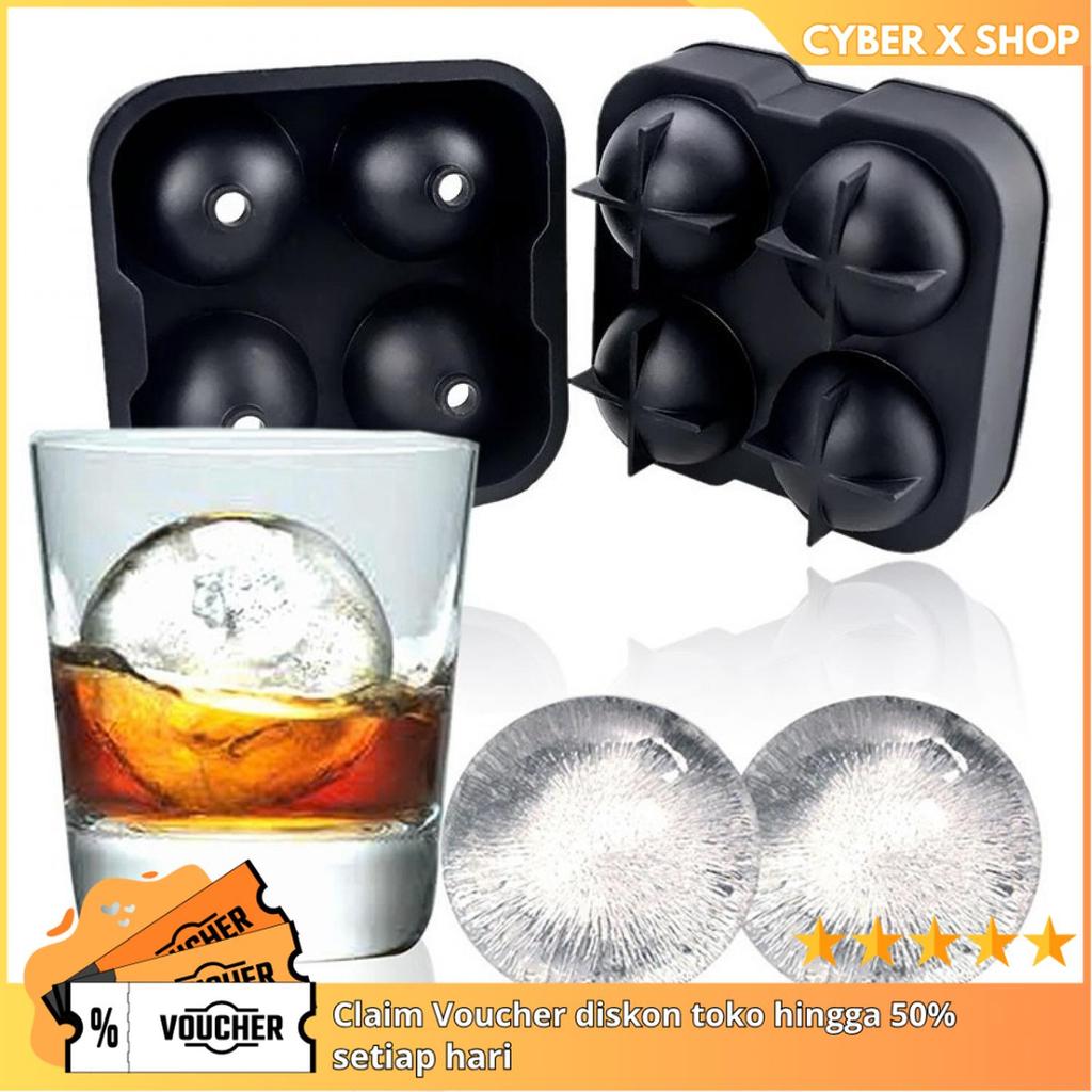 [CYBER] Cetakan Es Batu Silikon Bulat 4 Grid | Perlengkapan Dapur Rumah Tangga Modern | Alat Minuman