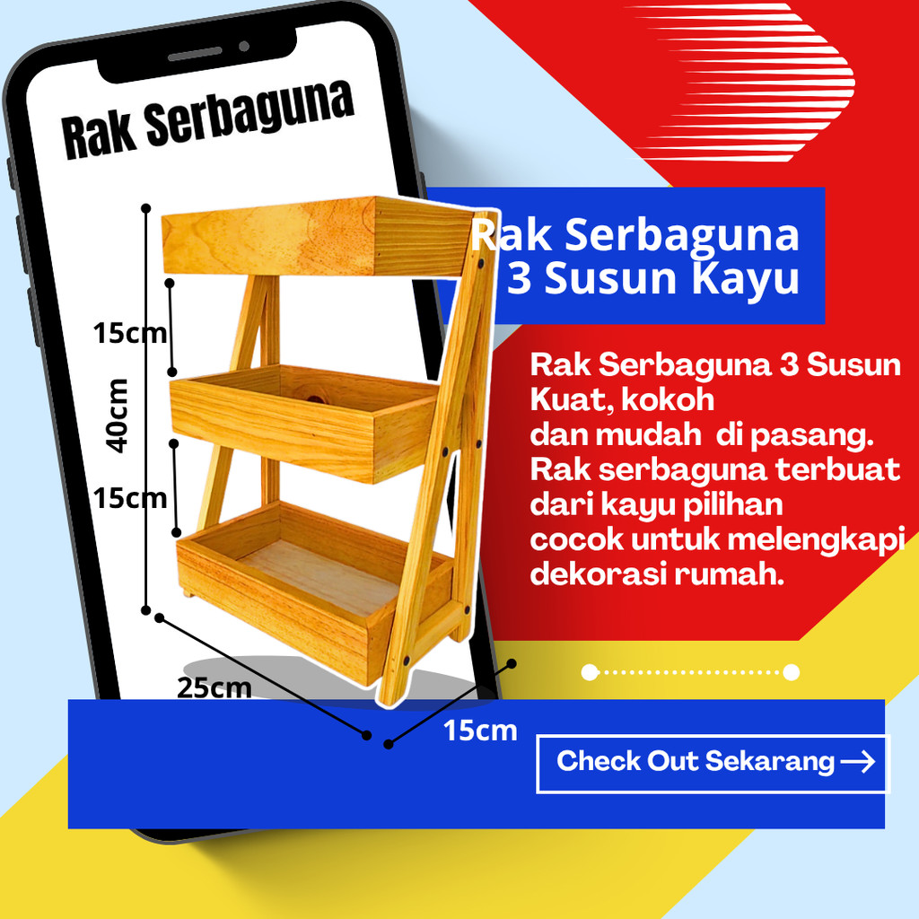 Rak Bawang Susun KAYU JATI Gratis Stiker Tempat Telur Bumbu Dapur Unik Aesthetic Kualitas Premium