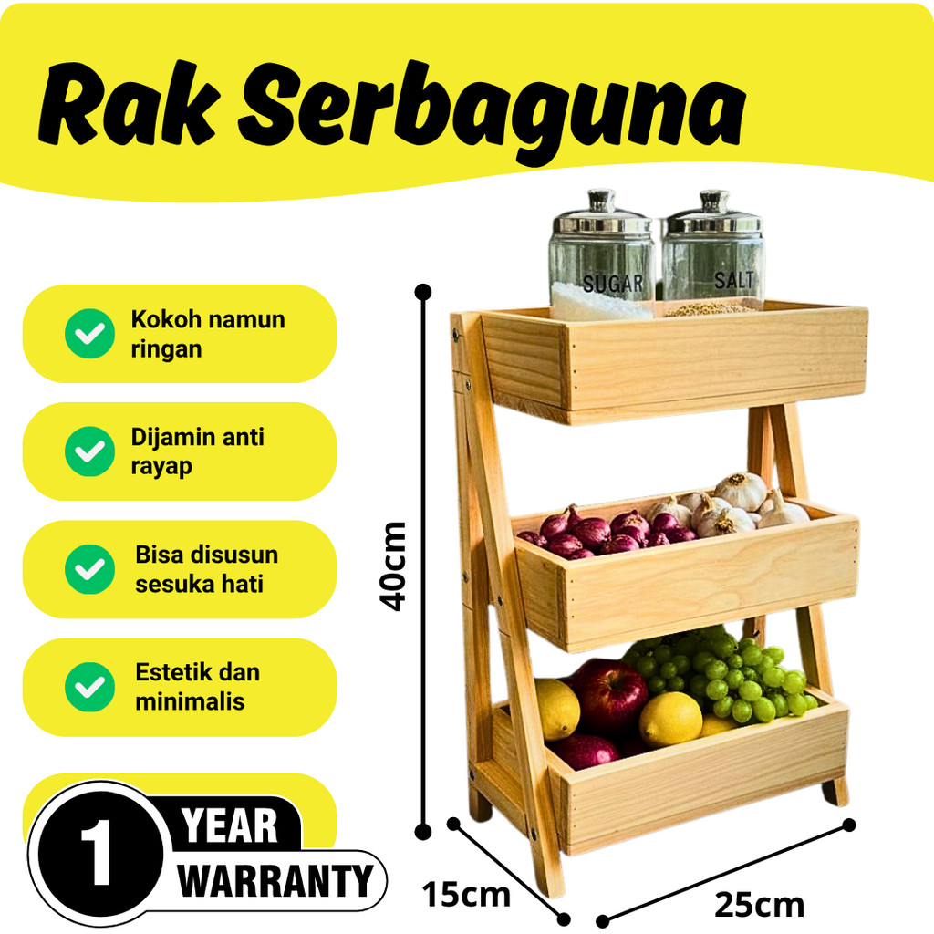 Rak bumbu dapur | rak serbaguna | rak portable | rak susun | rak susun 3 | rak kayu | rak estetik | 