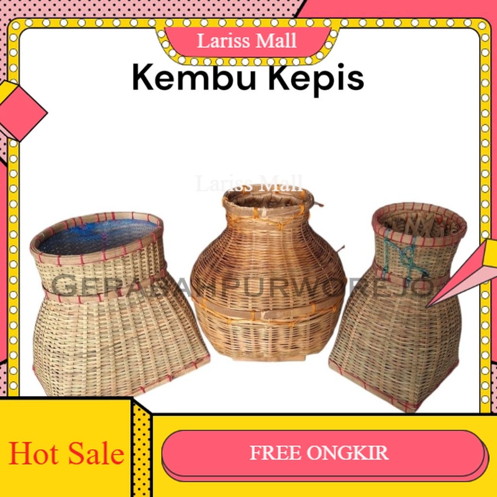 [LARISS_MALL] FREE ONGKIR Kembu Kepis Korang Kantong Ikan Anyaman Bambu Tradisional