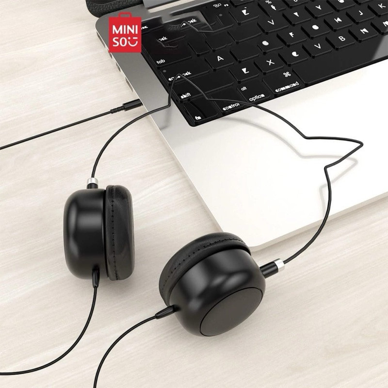 MINISO HEADPHONES KITTY PINK BLACK WHITE YELLOW HEADSET CAT KUCING EARS