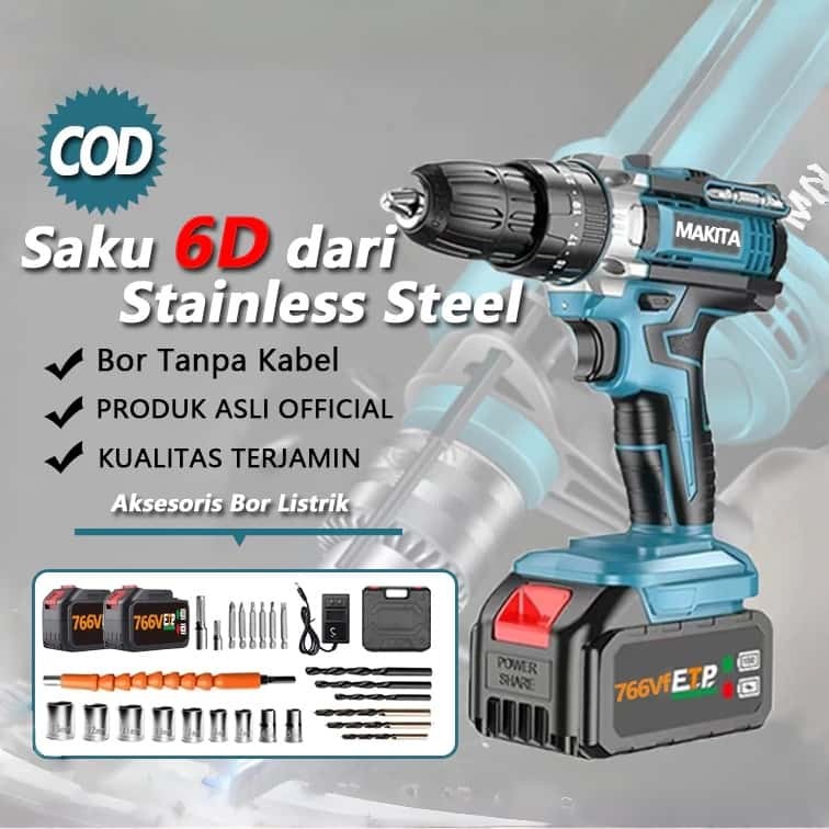 Mesin Bor Baterai Tangan Tanpa kabel Bor Listrik Set Pemutakhiran Terkini Cordless Drill Battery Bor