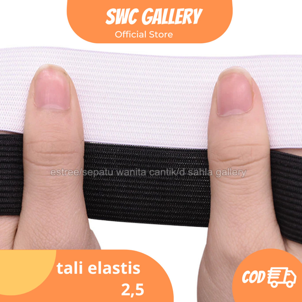 1 Roll Tali Elastis Webbing Webing Elastis 25 Cm Karet Pelipat hitam