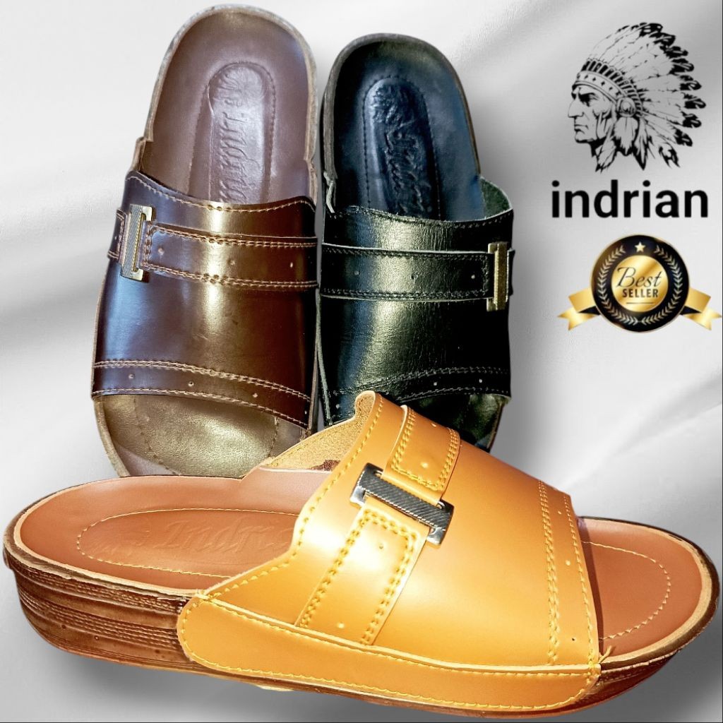 AURESTORE sandal pria indrian black and brown 437 original/sandal kulit pria/sandal pria indian kuli
