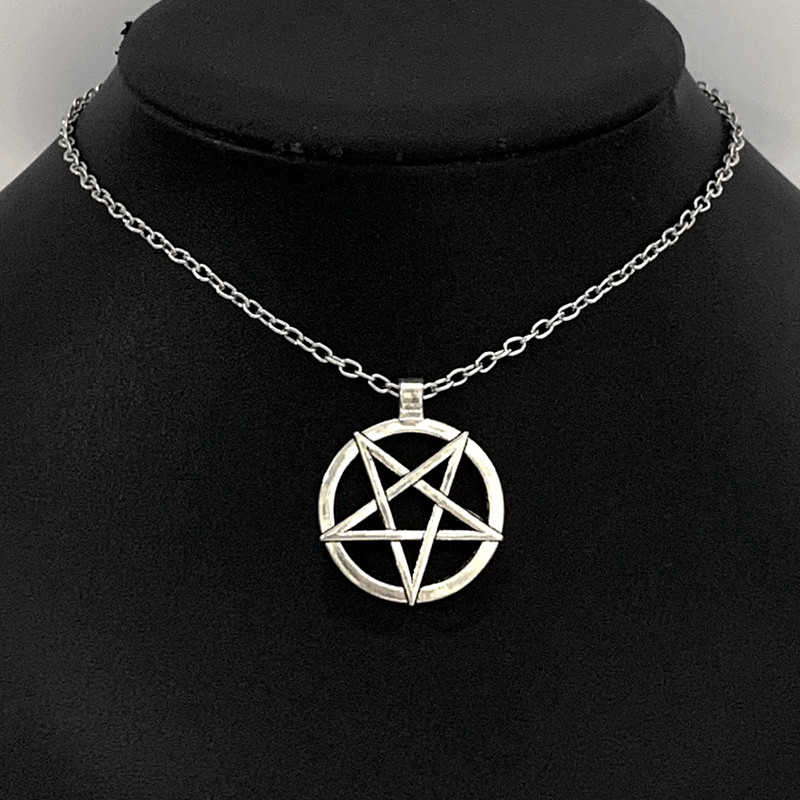 Fashion Inverted Pentagram Pendant Satanic Symbol Necklace Unisex Amulet Jewelry
