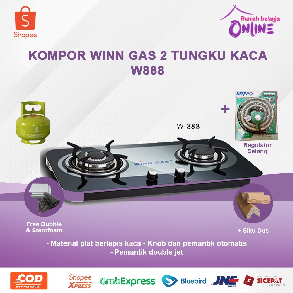Win Gas Kompor Kaca W-888 Minimalis Dove