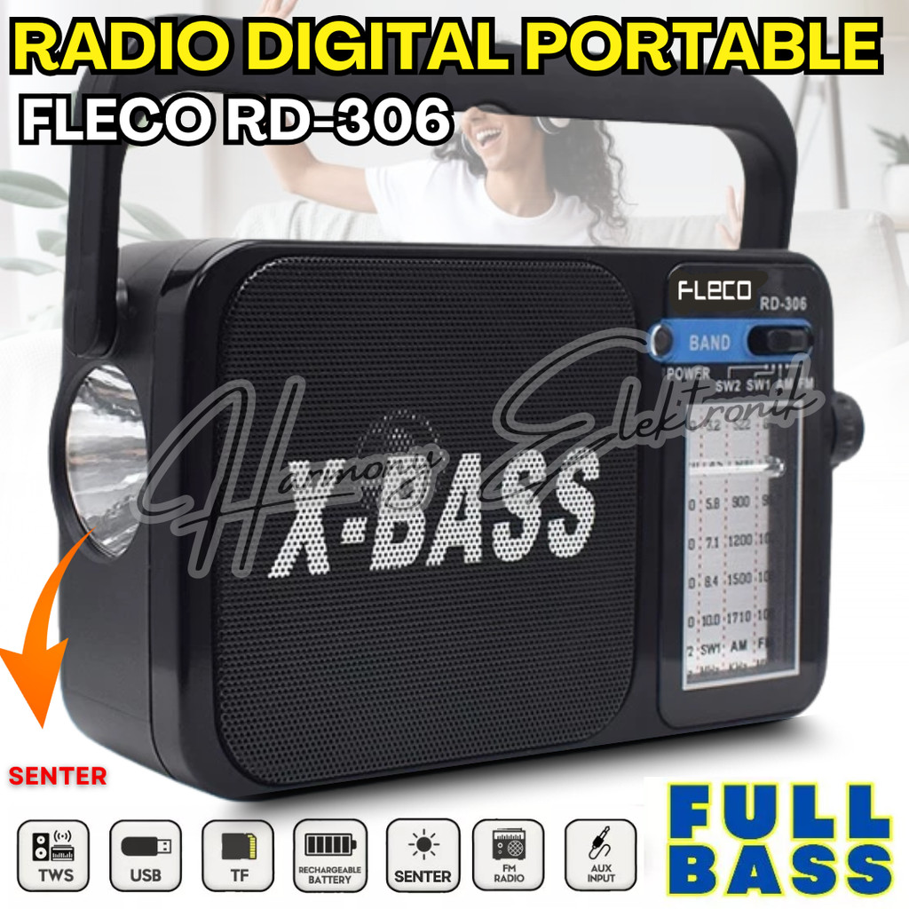 Terlaris Radio Speaker Fm/Am Portable Murottal Mini Fleco Rd-306 Pocket Radio Internasional / Radio 