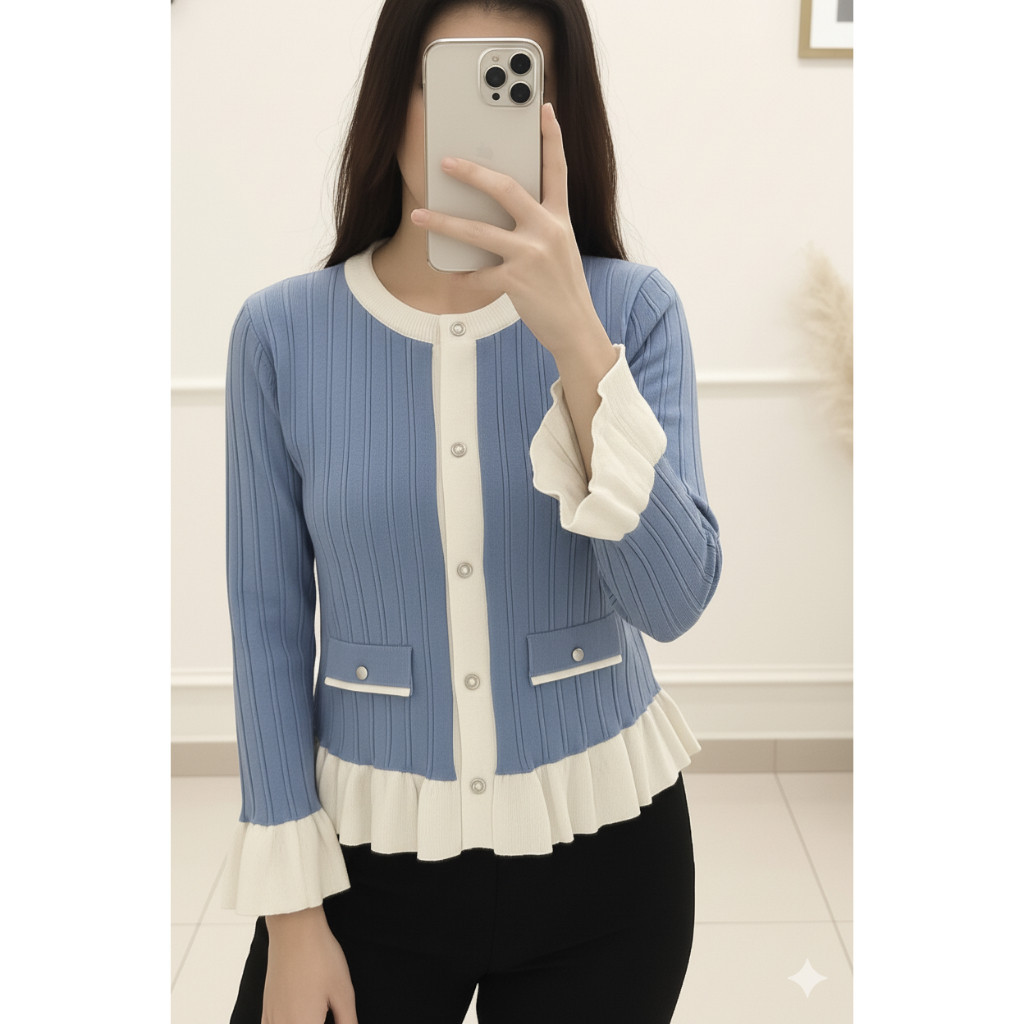 BK  - ZER CARDI MERVA KOMBINASI TREND FASHION WANITA NASIONAL TERBARU / Atasan Wanita CARDI GIRLIS K