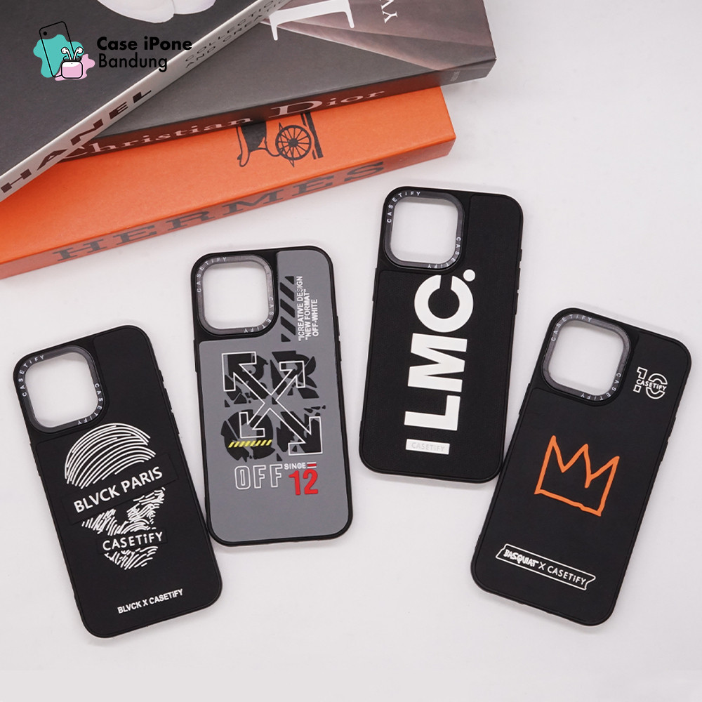 TERLARIS Case Iphone 7/8/X/11/12/13/14/15 Pro Max Motif Logo LMC/Casetify Warna Monokrom Softcase TP