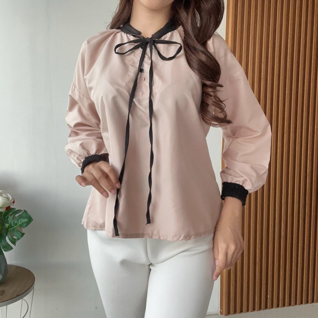 Oxvera —— (Real Picture) Shein Blouse Atasan Wanita Tali Pita Fashion Wanita