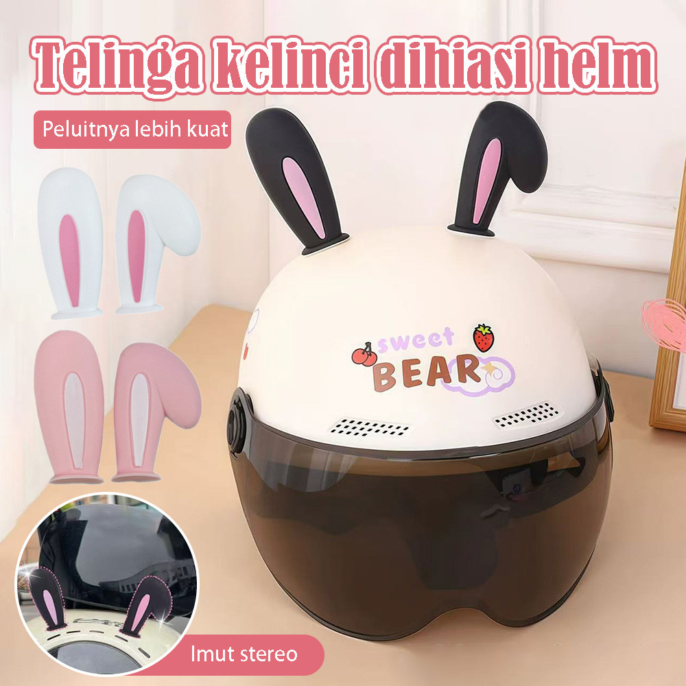 Aksesoris Helm Telinga Kelinci Hiasan Helm Motor Aksesoris Helm