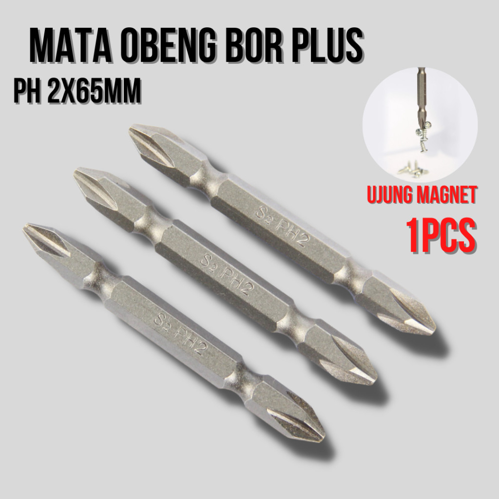 Mata Bor obeng Sekrup Magnet|Mata Obeng Angin  Bor Plus|Mata Obeng Gypsum PH2 x 65mm