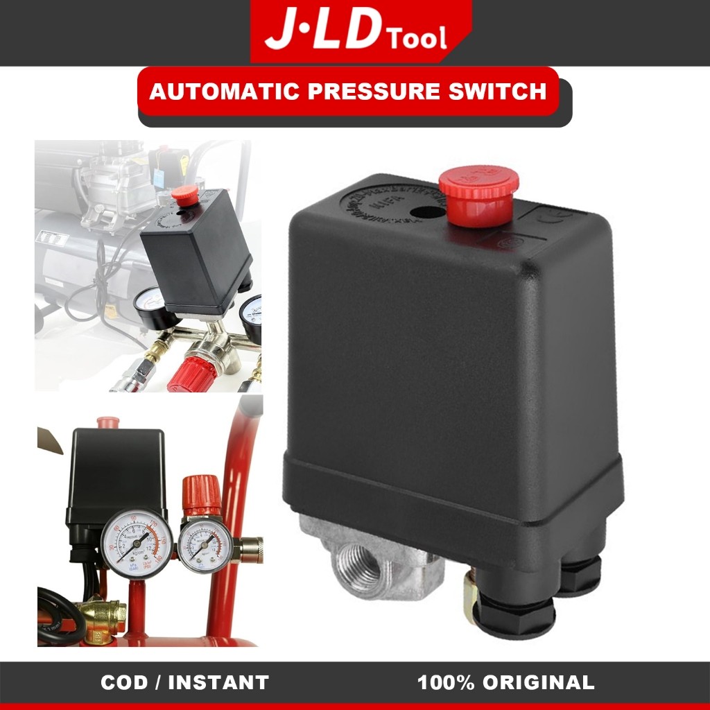 JLD Otomatis Kompresor Angin 4-Lubang Automatic Pressure Switch Compressor 4 Way Drat 1/4"