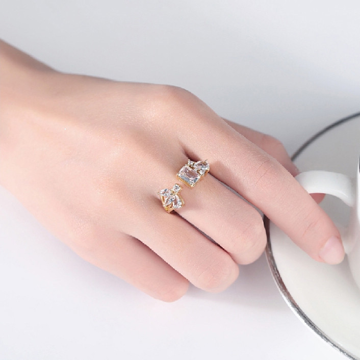 Tren Fashion Cincin Terbuka Geometris Berlapis Emas Palsu, Desain Sederhana dan Bisa Disesuaikan - Z