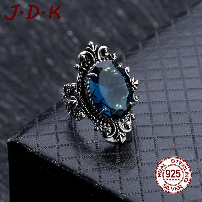 JDK Cincin Perak 925 Topaz Biru Laut Baru