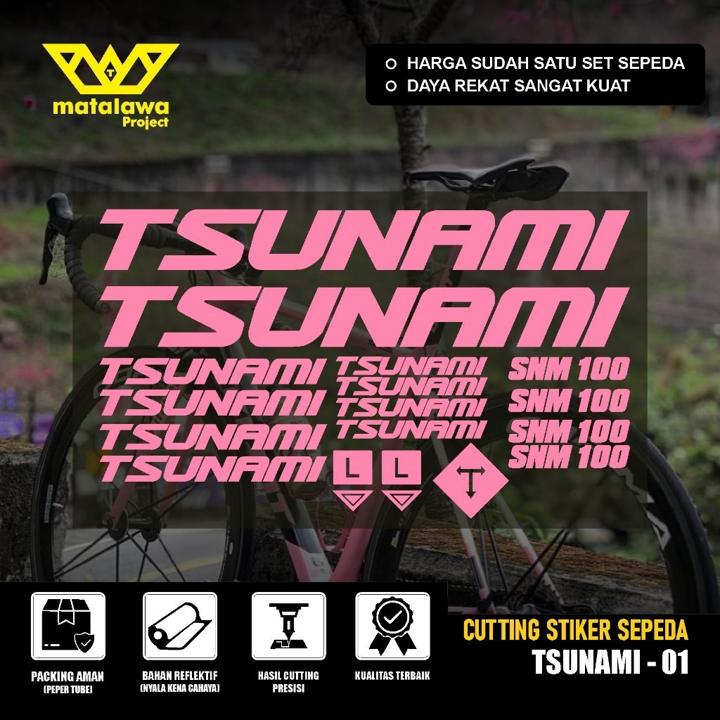 STIKER Premium TSUNAMI Cutting Sticker Frame Sepeda Tsunami Snm4130 100 300 Waterproof 01 Newara