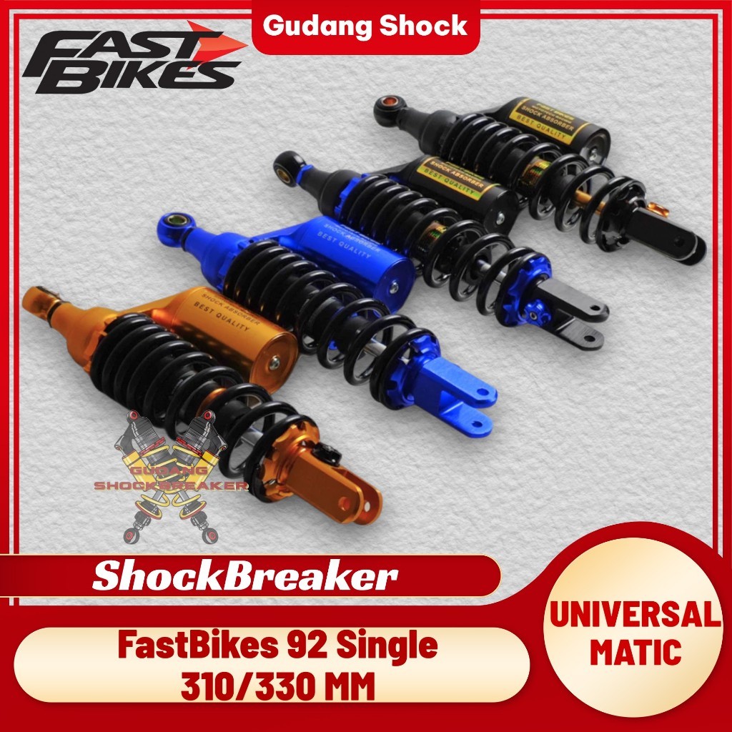(Otomotif juara) ShockBreaker FastBikes 92 Single Shock Tabung Atas Copy YSS Motor Vario Mio Scoopy 
