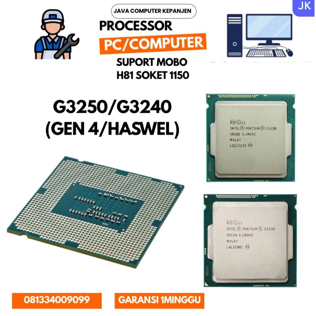 Processor INTEL PENTIUM G3240/G3250 3.20GHz SOKET 1150 (HASWEL/GEN 4) COMPUTER/PC     Berkualitas