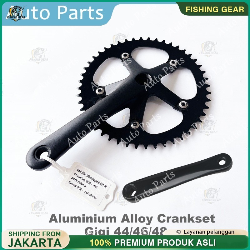 Crankset BB Kotak Chainring 44t-48t Full Hitam