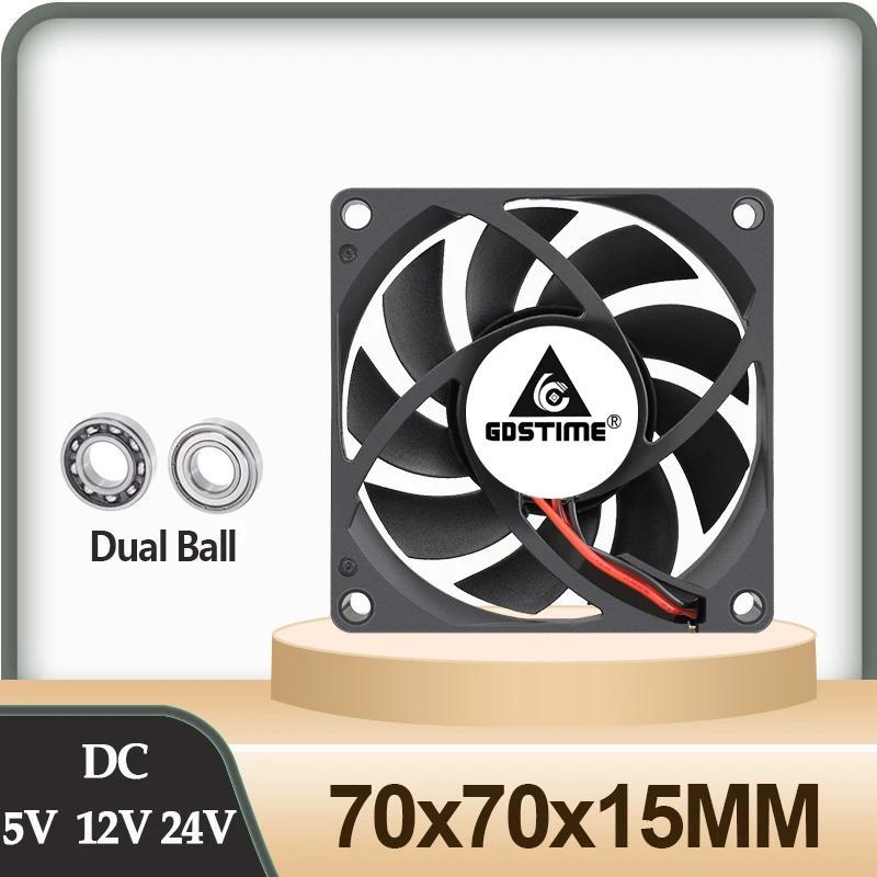 5PCS Gdstime 70x70x15mm DC 24V 12V 5V  70mm x 15mm 2Pin 7cm PC Case Raator Silent Cooler Brushless C