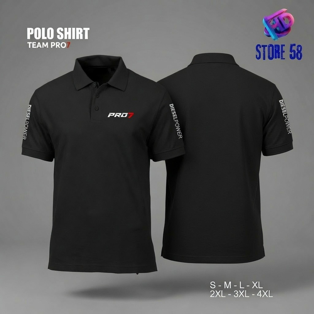 Baju Kaos Polo Kerah Motif Pro7 Diesel Power Bahan 100% Katun Cvc Heksagon Premium Atasan Polo Pria