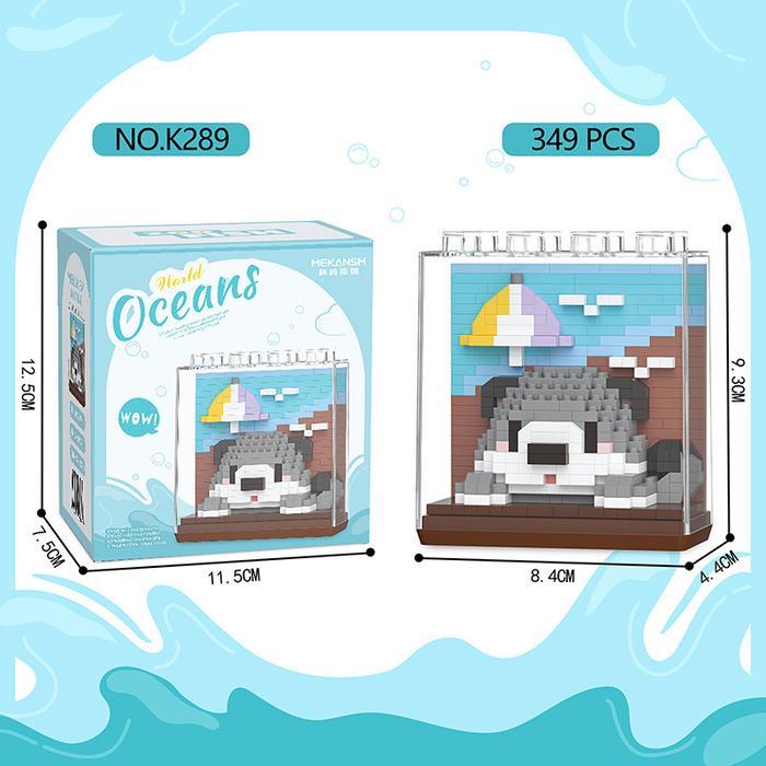 Best Seller tik tok No.1 Organisme Laut Nano Blok Model Pajangan Hewan Peliharaan Seri Edukasi Maina