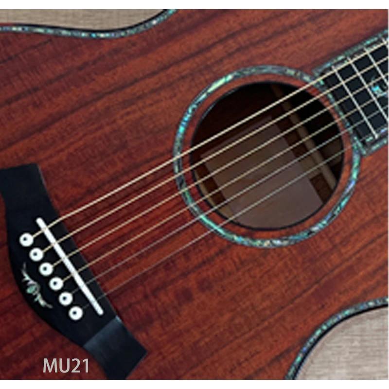 Acoustic Guitar On Fingerboard And Binding Colorful Abalone Inlay