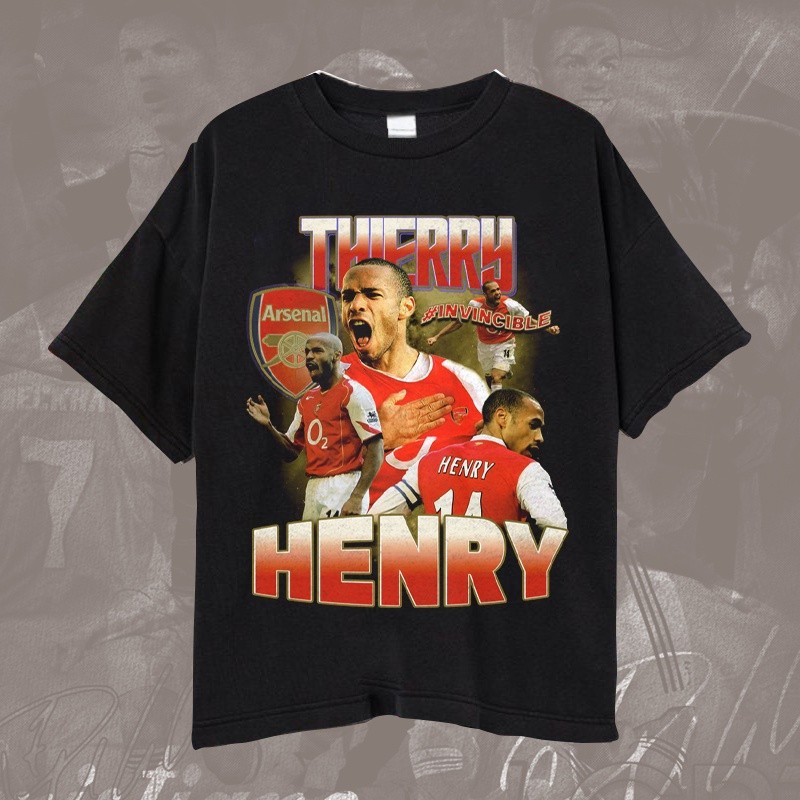 France Thierry HENRY T-shirt/Kaos Bola Thierry Henry Striker Legend Arsenal Unisex
