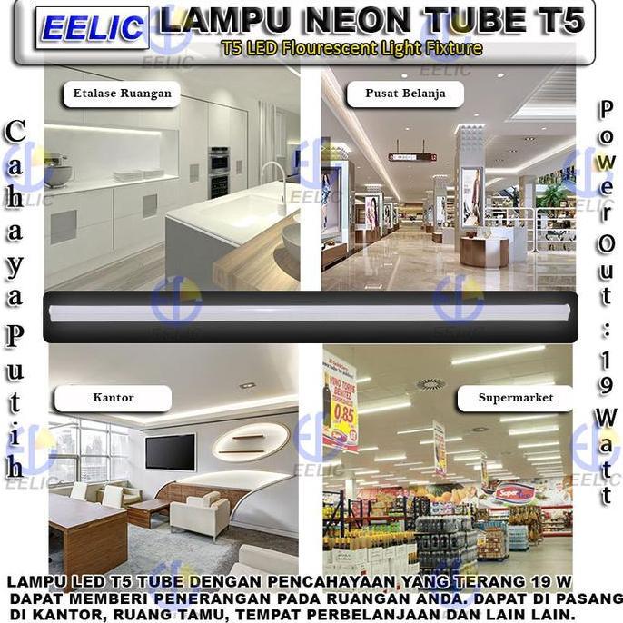 LAU-MST5 -19W Cahaya putih 6500k lampu neon led fluorescent light fixture t5 tube 19 watt