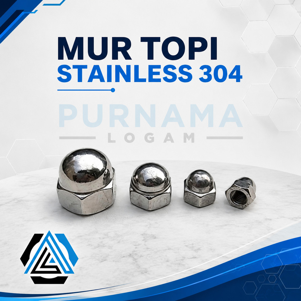 Mur topi M5 stainless 304 A2-70  (Kunci pas 8)