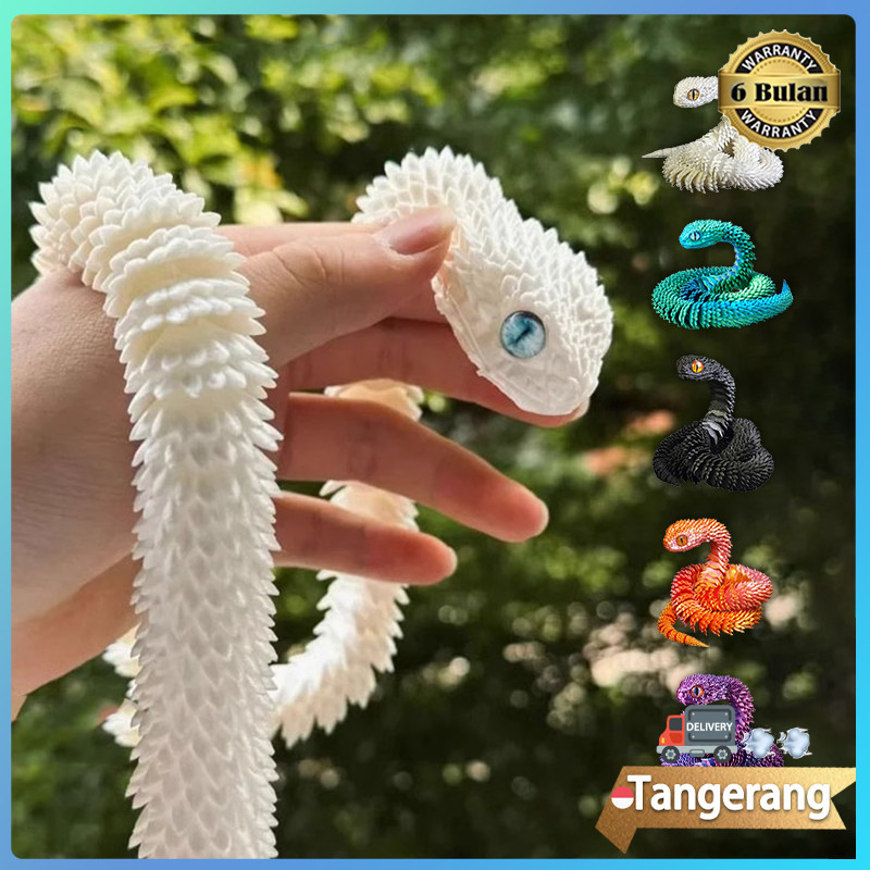 Mainan 3D Print Ular 30cm /Ular Simulasi Dapat Digerakkan Multi-Sendi /Mainan Tahun Ular