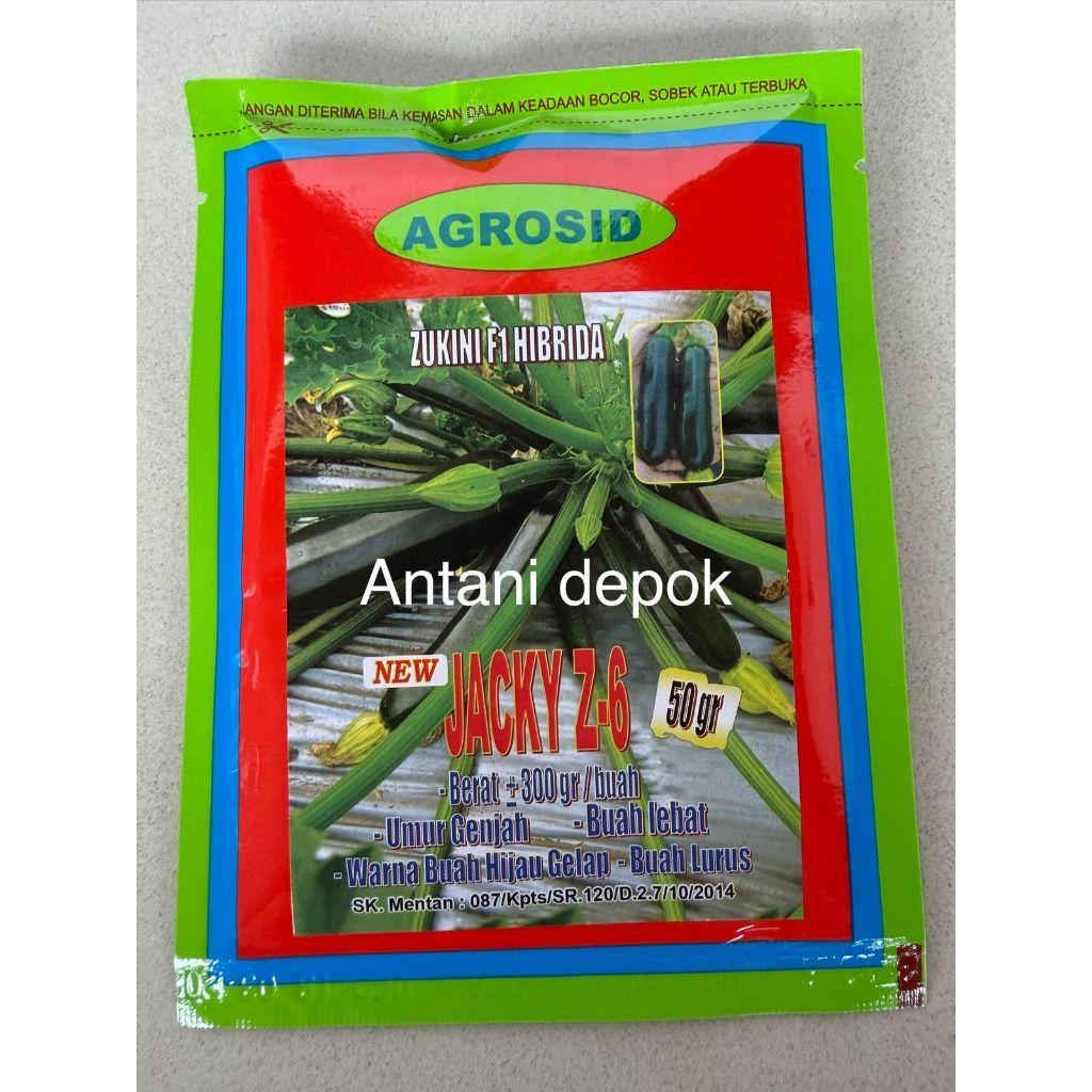 Benih zukini JACKY Z6 F1 Cukini Zucchini  AGROSID 50gr