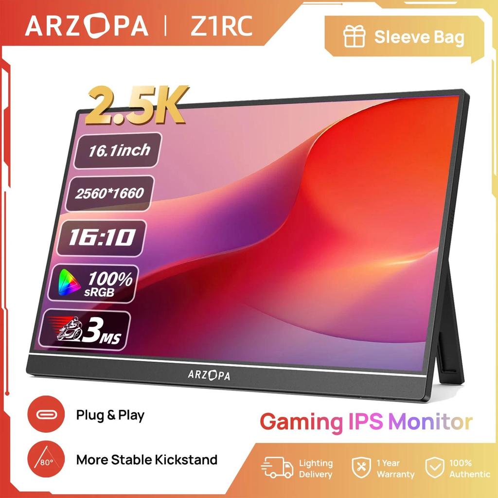 ARZOPA 16.1 inch 144hz 1080P FHD Portable Gaming Monitor HDR External Second Screen for Switch, Xbox