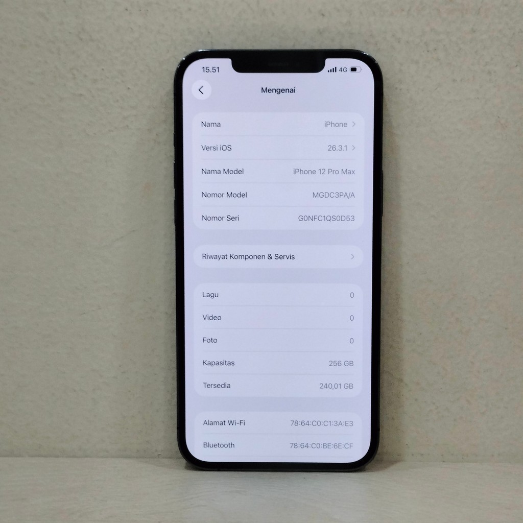 (0D53-3) IPHONE 12 PROMAX RAM 256GB (IBOX) PA/A, BATANGAN NO CHARGER "185261"