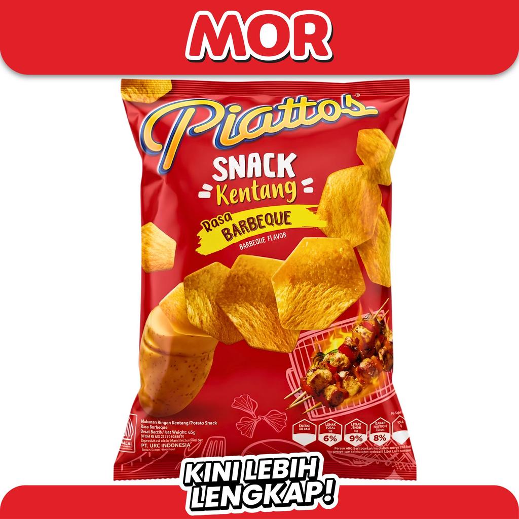 J&J Piattos Barbeque 65 G Keripik Kentang Rasa Barbeque Potato Crisps Snack Renyah Original