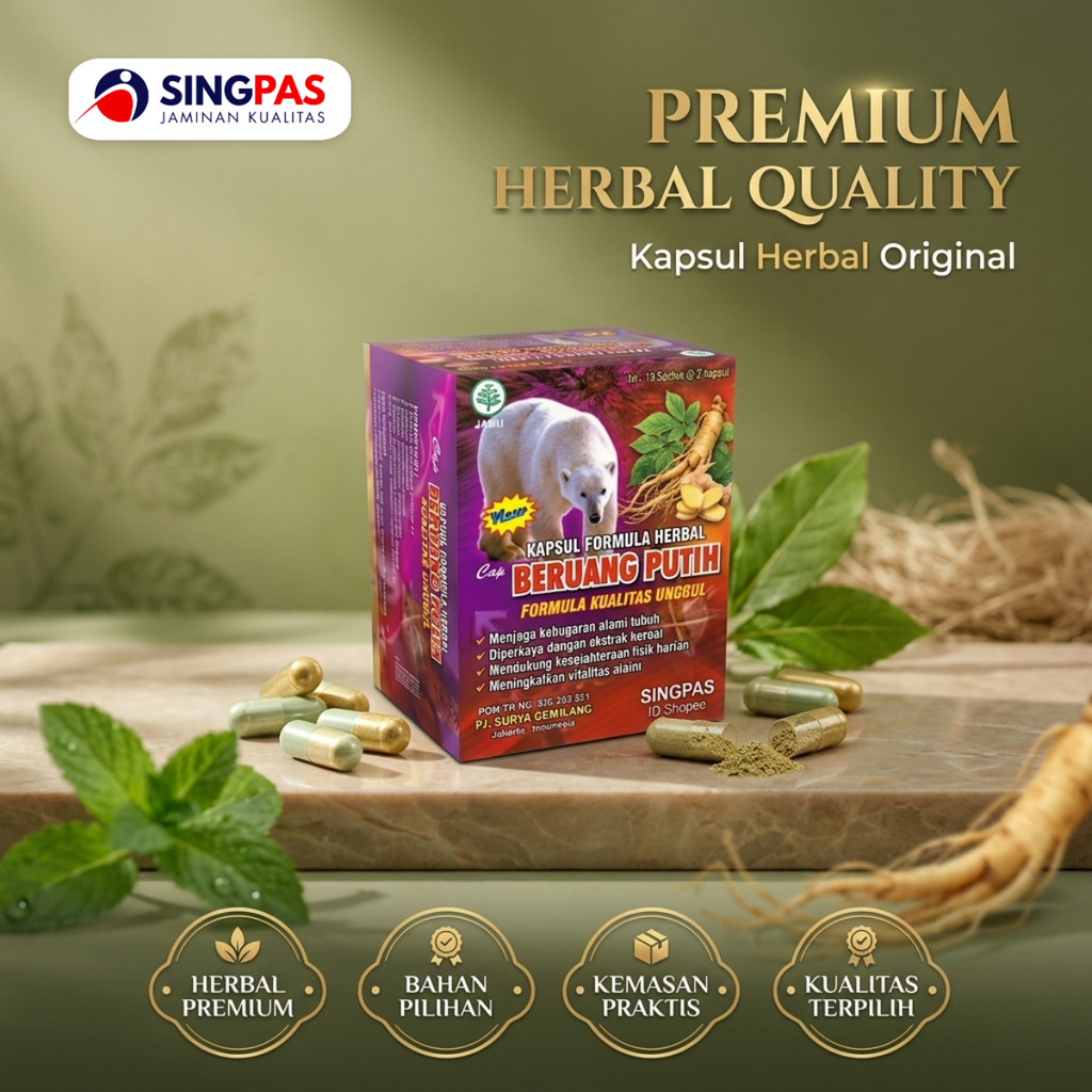 Herbal Premium BERUANG PUTIH Isi 20 Kapsul (10 Sachet)