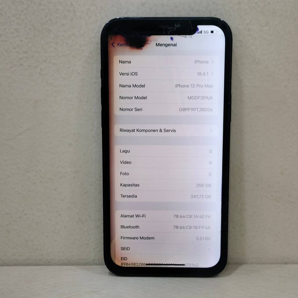 (0D56-6) IPHONE 12 PROMAX RAM 256GB (IBOX) PA/A,BATANGAN NO CHARGER "449708"