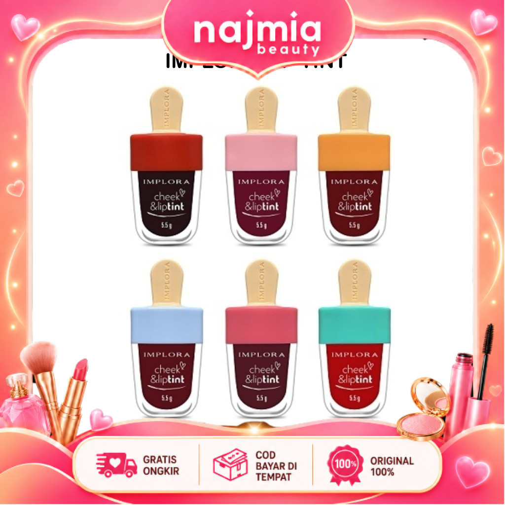 Najmia Ofc Implora Cheek and Lip Tint | Perona Bibir dan Pipi | Tahan lama & Ringan | Ombre Lip l Je